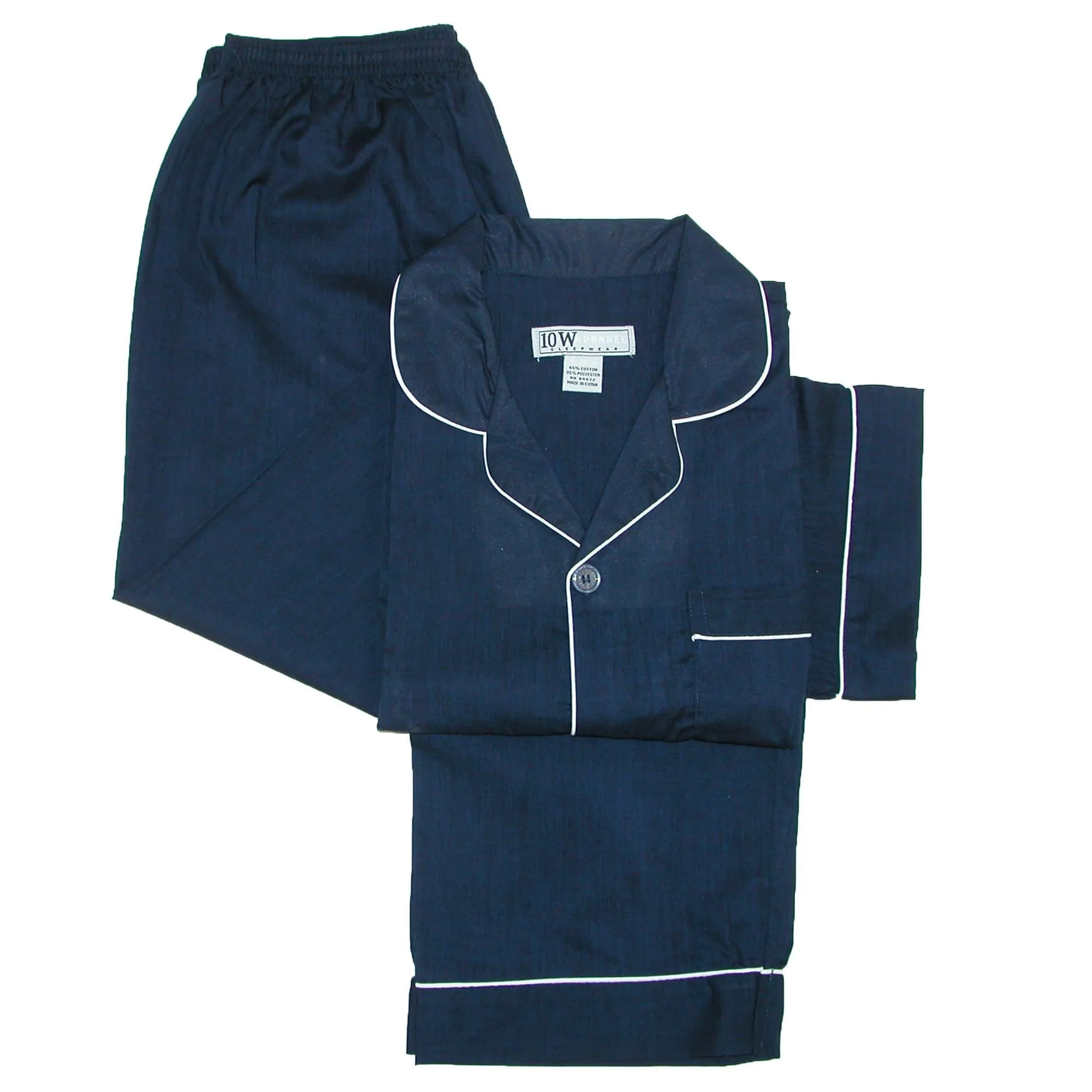 Ten West Apparel Men's Short Sleeve Long Leg Solid Pajama Set