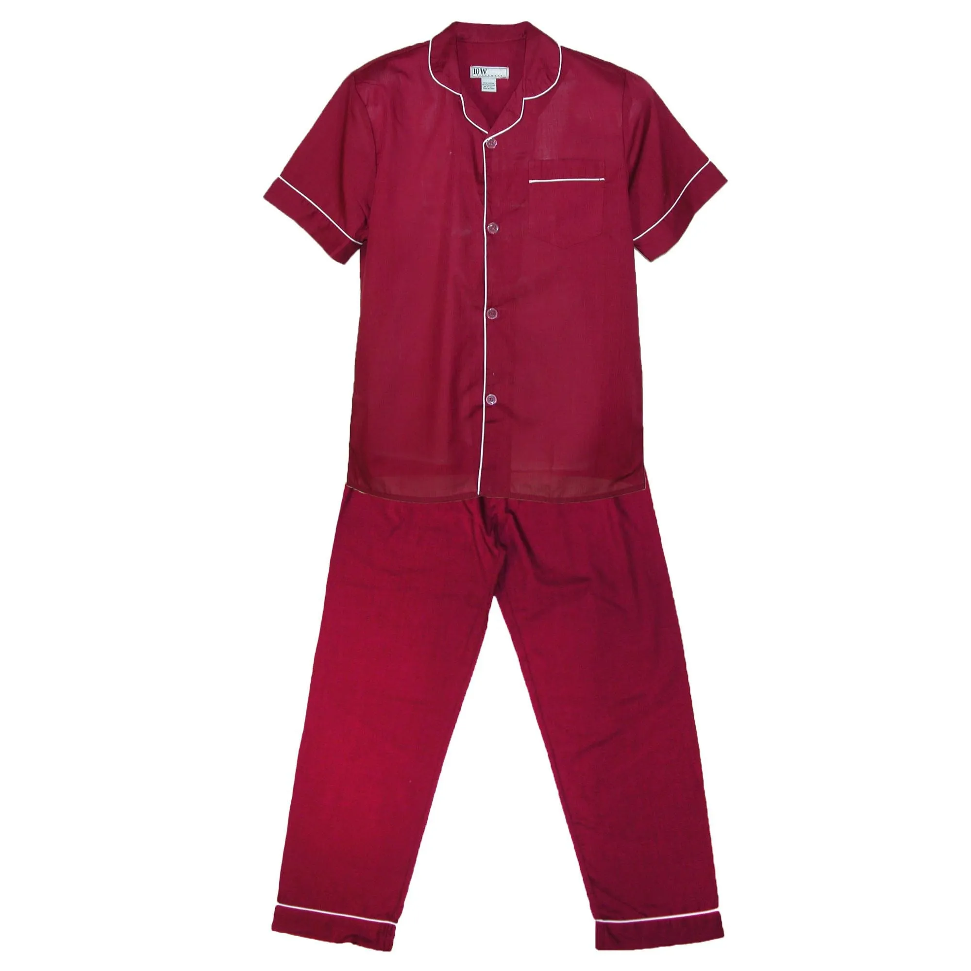 Ten West Apparel Men's Short Sleeve Long Leg Solid Pajama Set