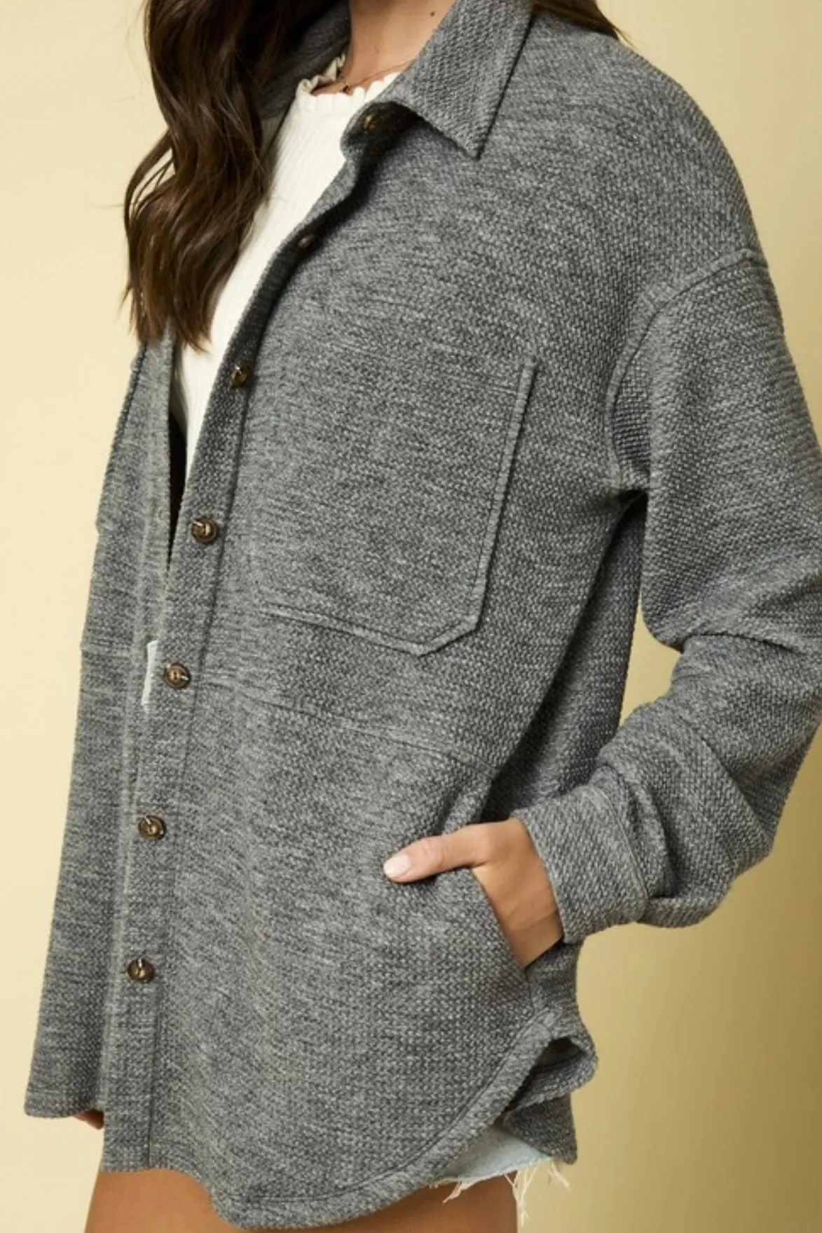 Textured Button Down Shirt Jackets - 2 Colors!