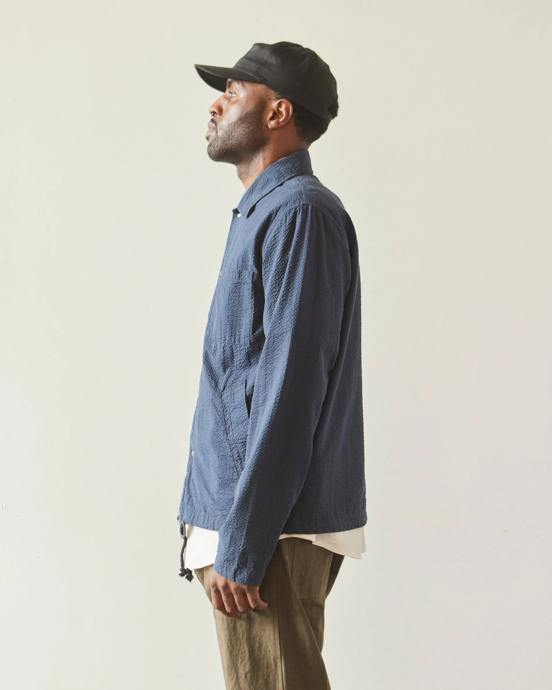 Universal Works Porto Jacket, Navy Seersucker