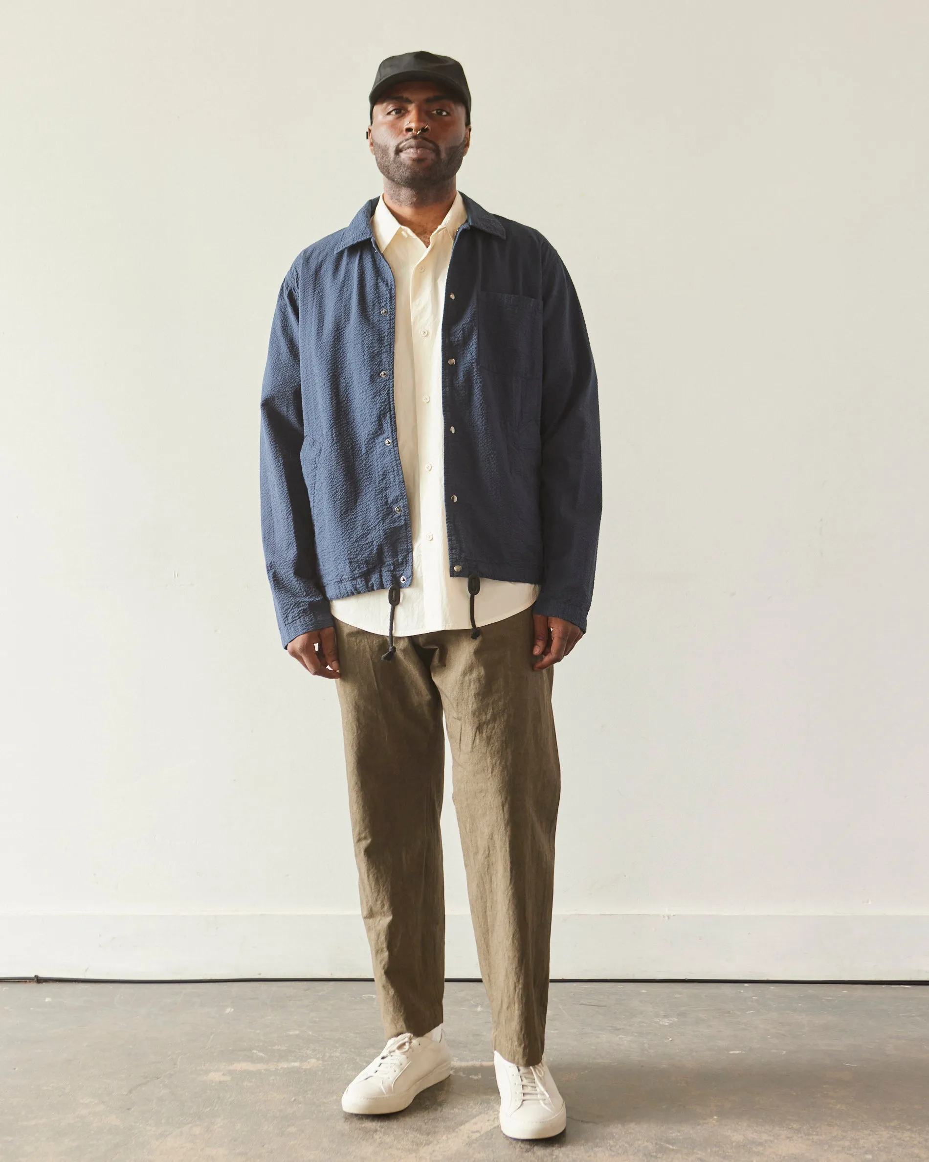 Universal Works Porto Jacket, Navy Seersucker