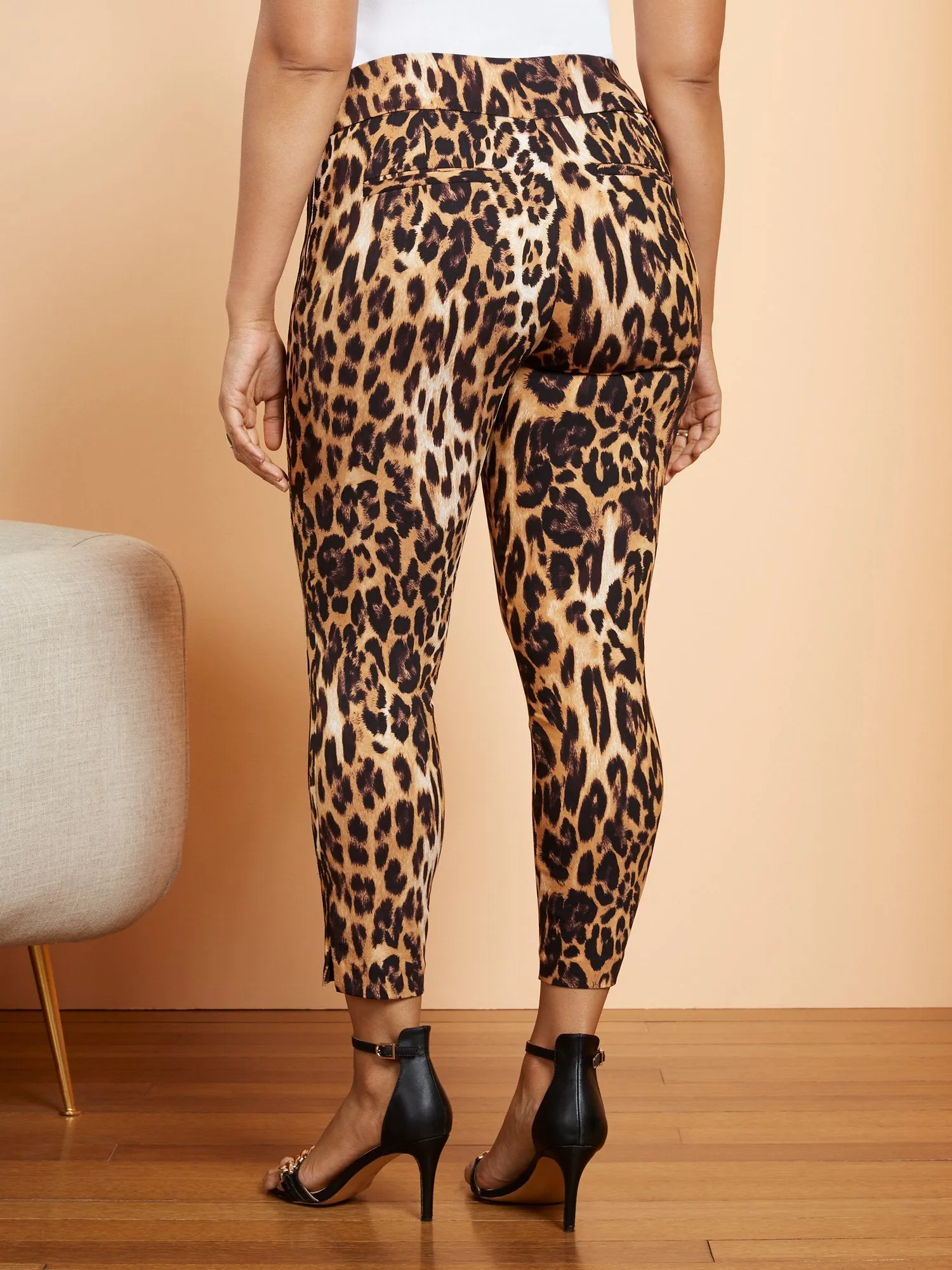 Whitney High-Waisted Pull-On Slim-Leg Ankle Pant - Leopard-Print