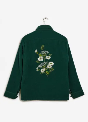 Wildflower Embroidered Blanket Overshirt | Casentino Wool | Forest