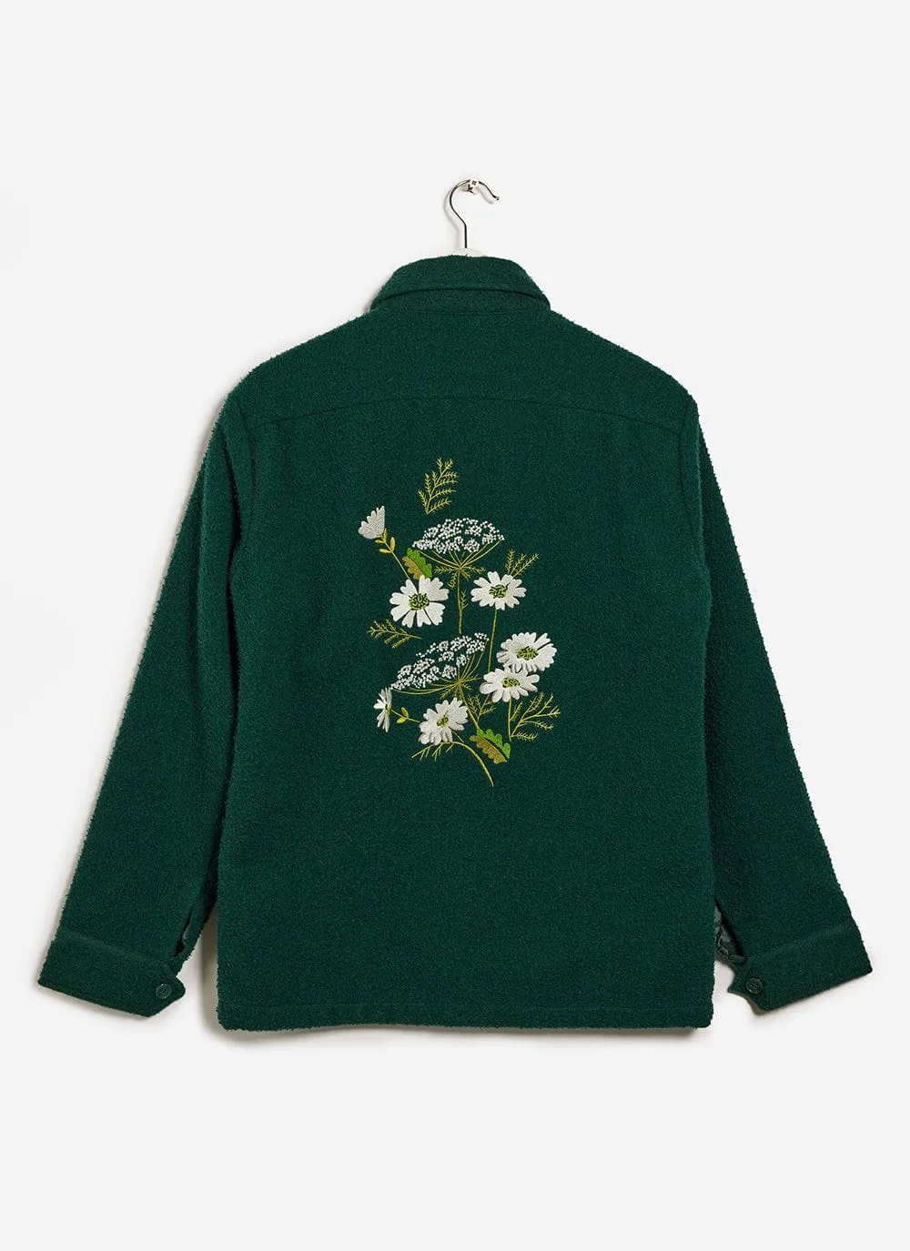 Wildflower Embroidered Blanket Overshirt | Casentino Wool | Forest