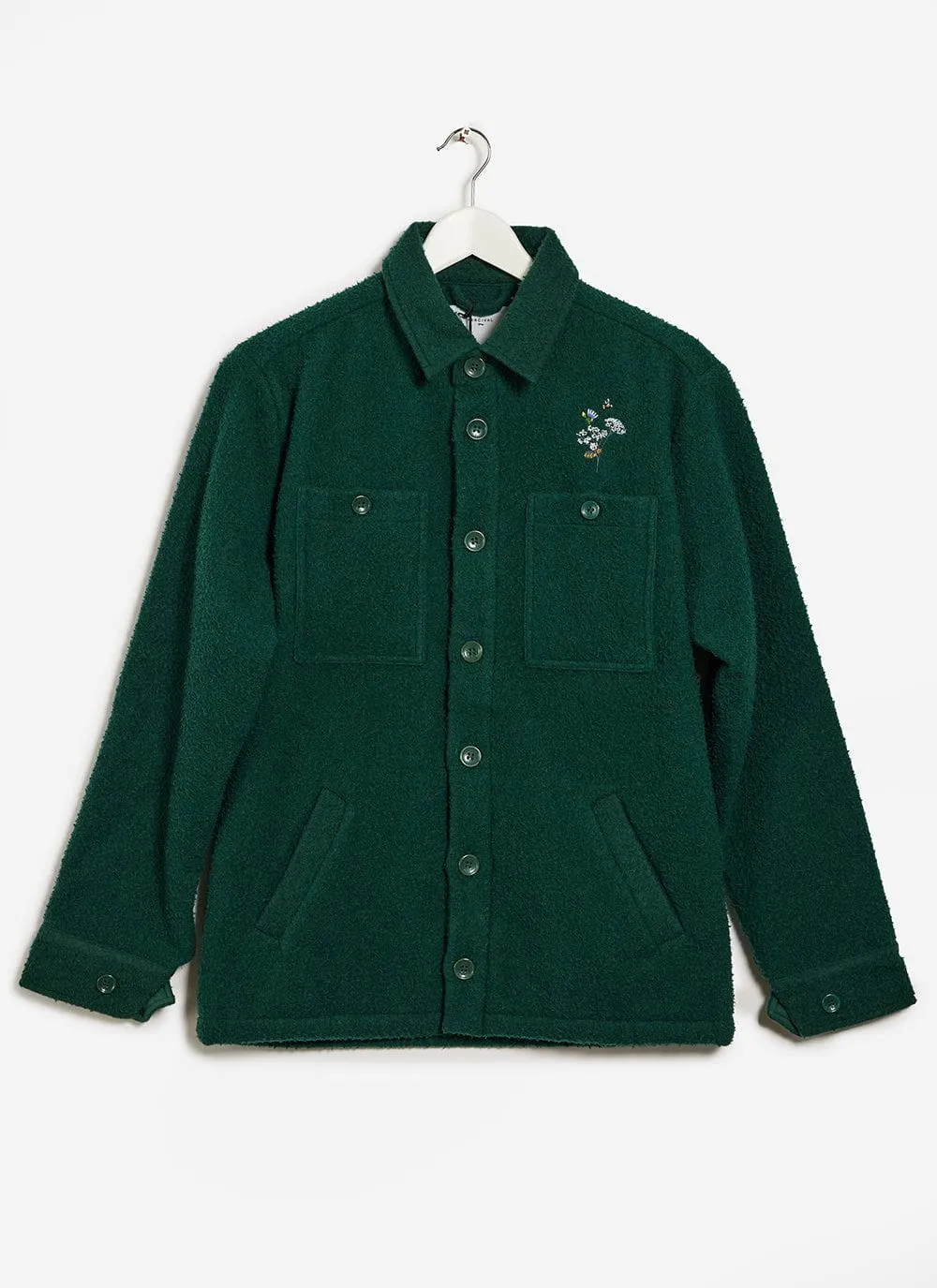 Wildflower Embroidered Blanket Overshirt | Casentino Wool | Forest