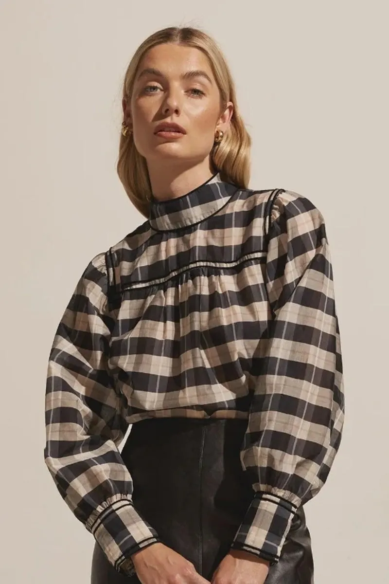 Zoe Kratzmann - Horizon Top - Black Ecru Check